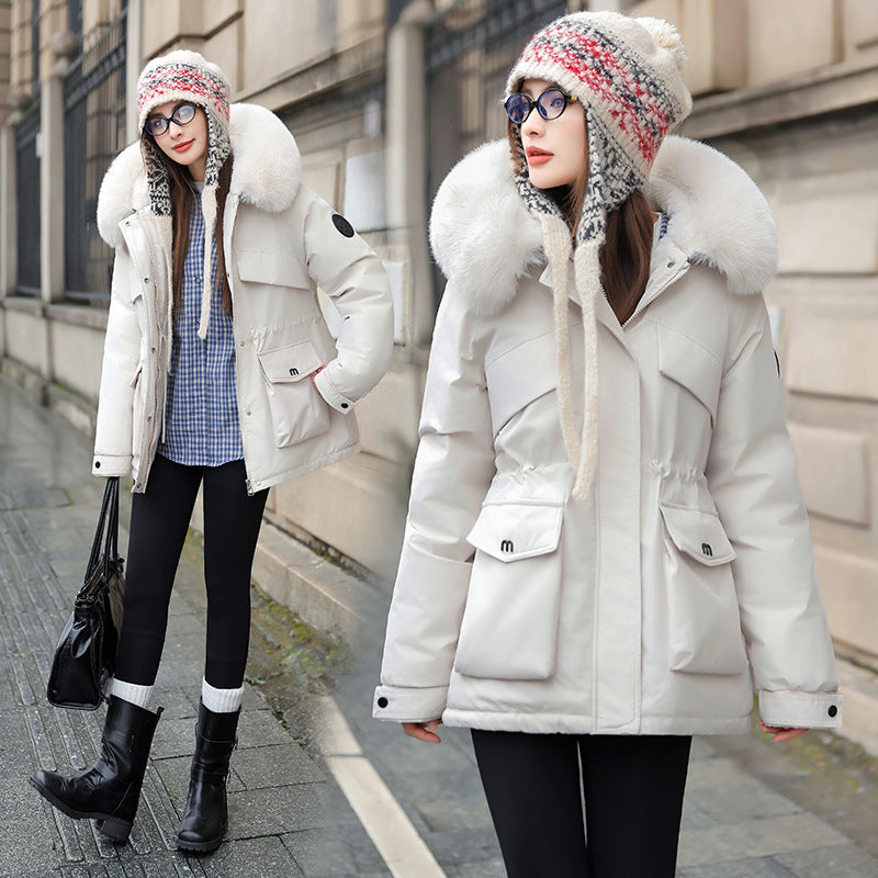 Giacca trapuntata foderata in pile spesso da donna, in cotone