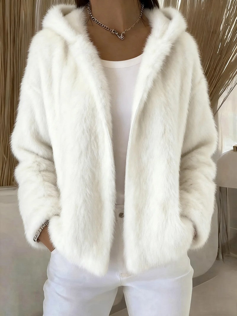 Fall Winter Hooded Solid Color Fashion Casual Zip Coat