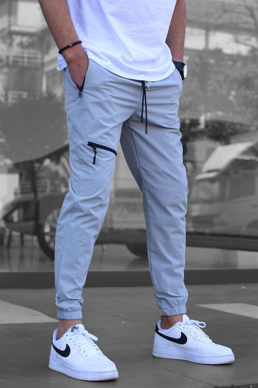Pantaloni da jogging retrò casual con cerniera da uomo