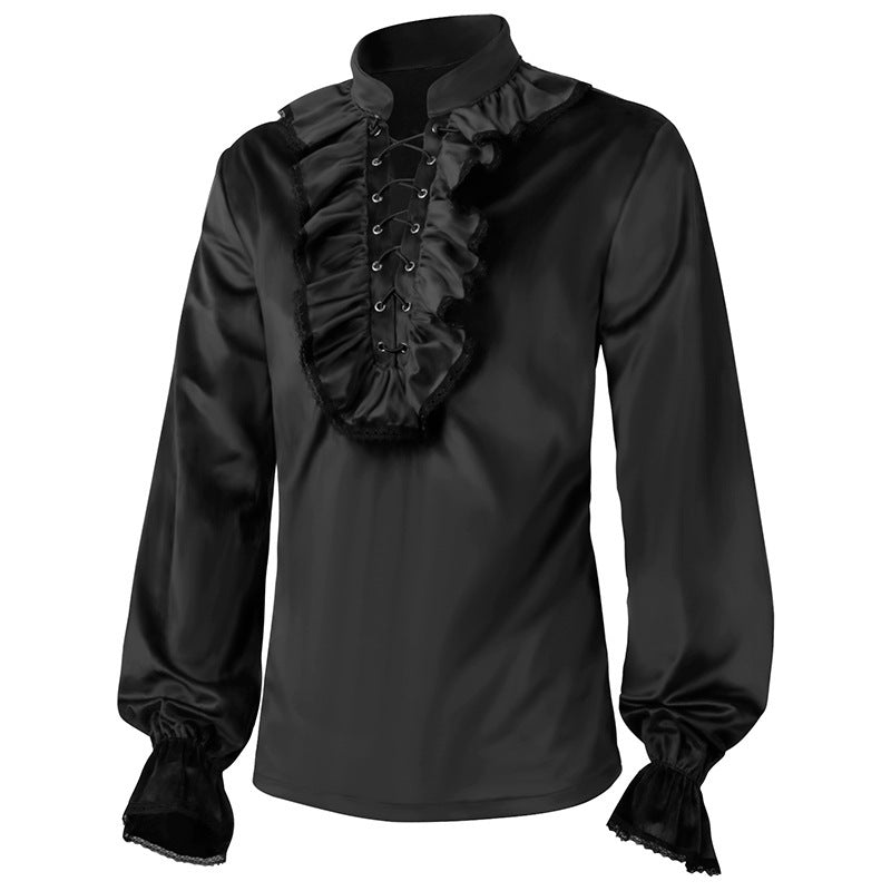 European And American Men's Pleated Shirt Medieval Clothing Steampunk
