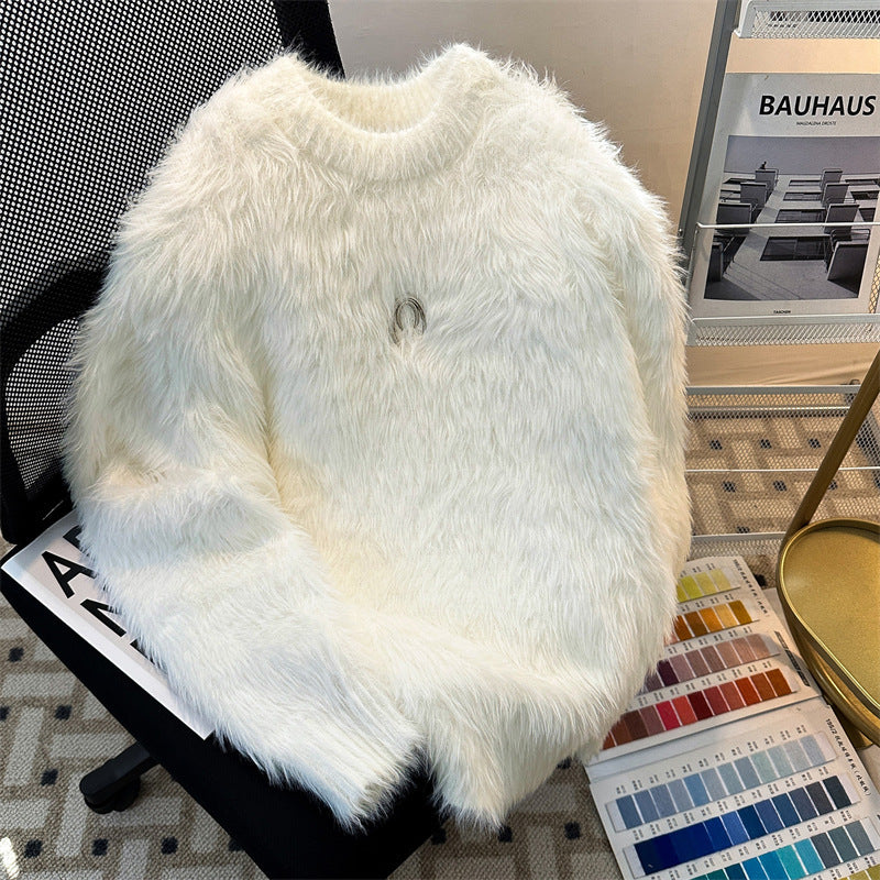 Mink Sweater Men's Winter American Retro Loose Casual Thick Warm