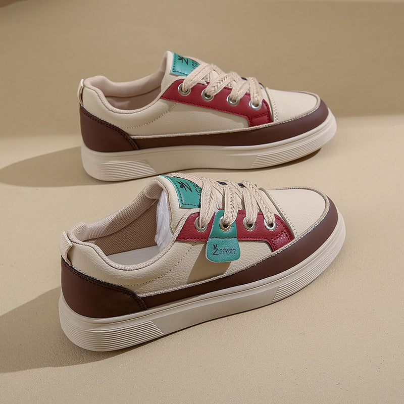 Sneakers bianche comode con plateau in stile coreano da donna