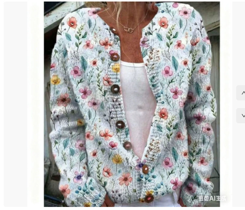 3D Digital Printing Cardigan Knitted Coat Women's Clothing
