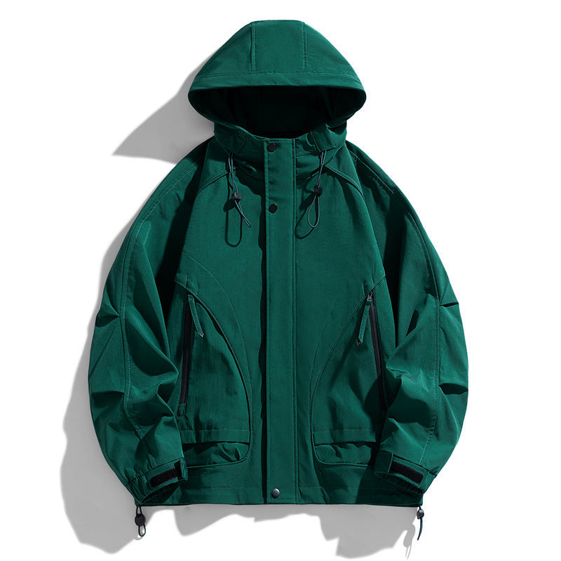 Spring And Autumn High-grade Simple Versatile Trench Coat Windproof Hood Jacket
