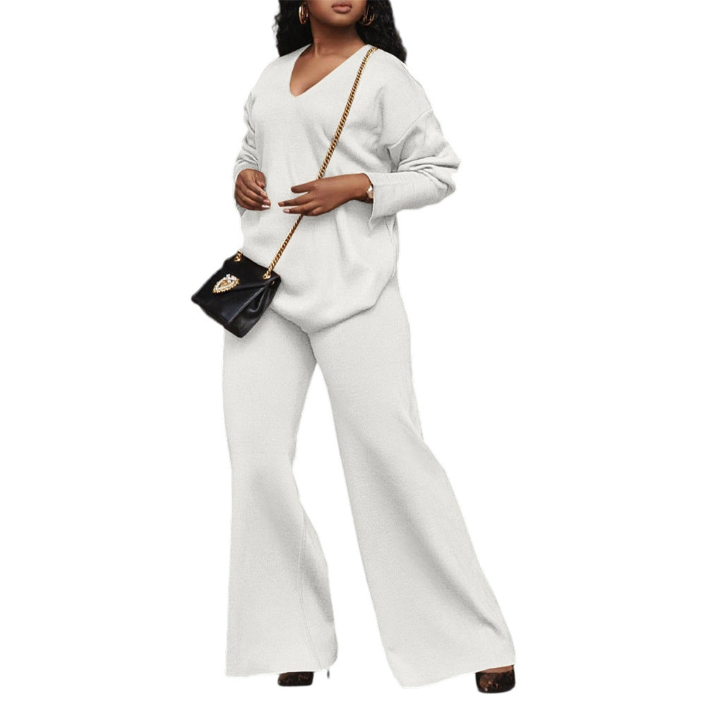 Women's Pure Color Thickened Suede Split Sleeve Two-piece Suit