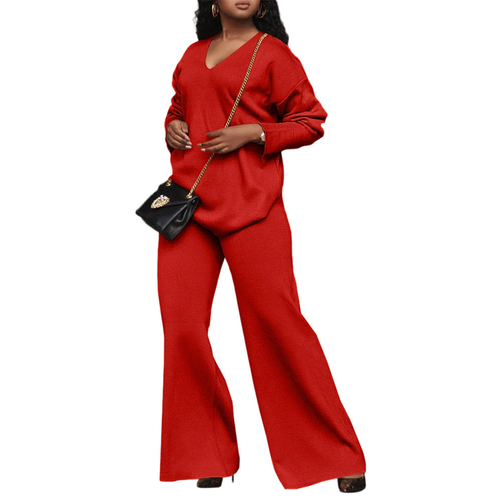 Women's Pure Color Thickened Suede Split Sleeve Two-piece Suit