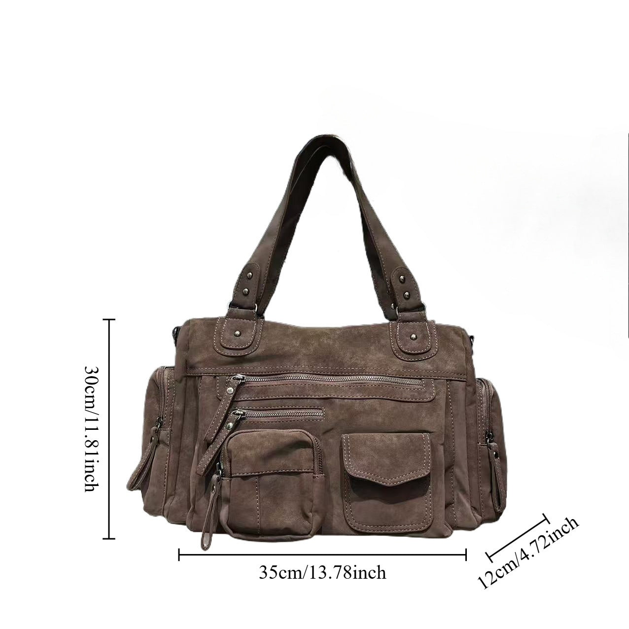 Borsa a mano da donna in pelle scamosciata di grande capacità