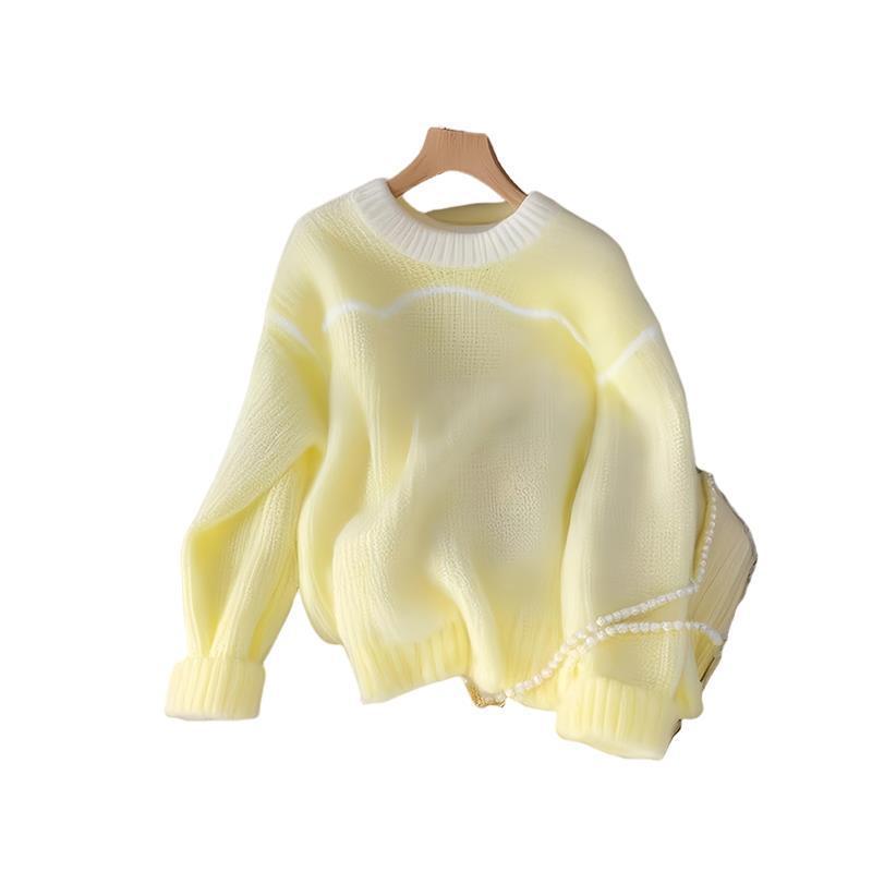 Maglione a maniche lunghe giallo limone