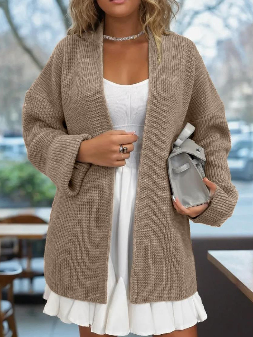Cardigan con lacci e soprabito in maglia da donna