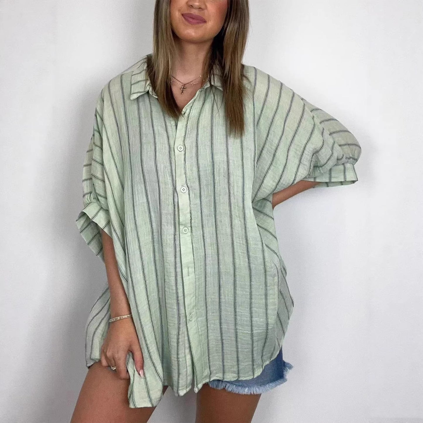 Camicia casual a righe a vestibilità ampia
