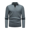 Men's Knitwear Half Zipped Stand Collar Striped Sweater