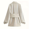Womens Fashion Solid-Color Long-Sleeve Cardigan With Tie-Back Design