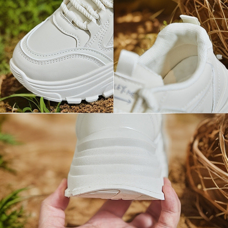 Scarpe sportive traspiranti per studenti, in pelle, basse, con rialzo per l'altezza