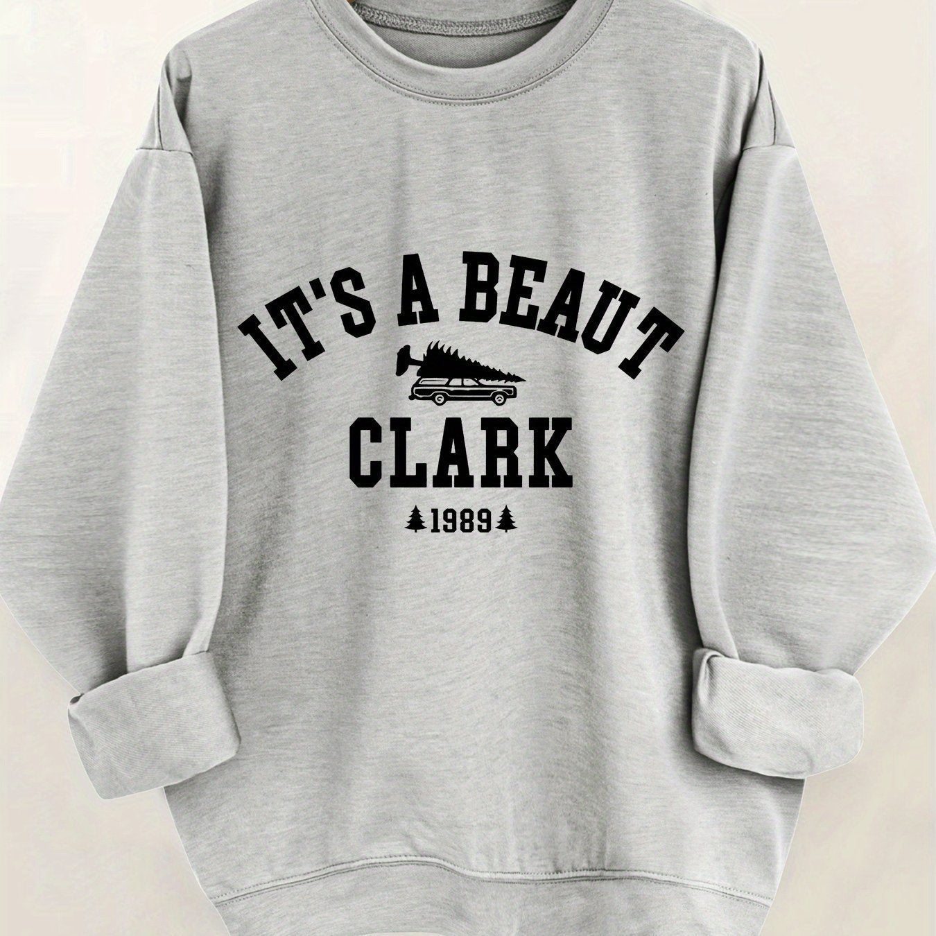 Maglione casual con stampa di lettere e scollo rotondo a maniche lunghe