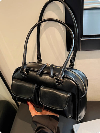 Borsa da bowling in pelle cerata e olio, borsa ascellare di nicchia coreana