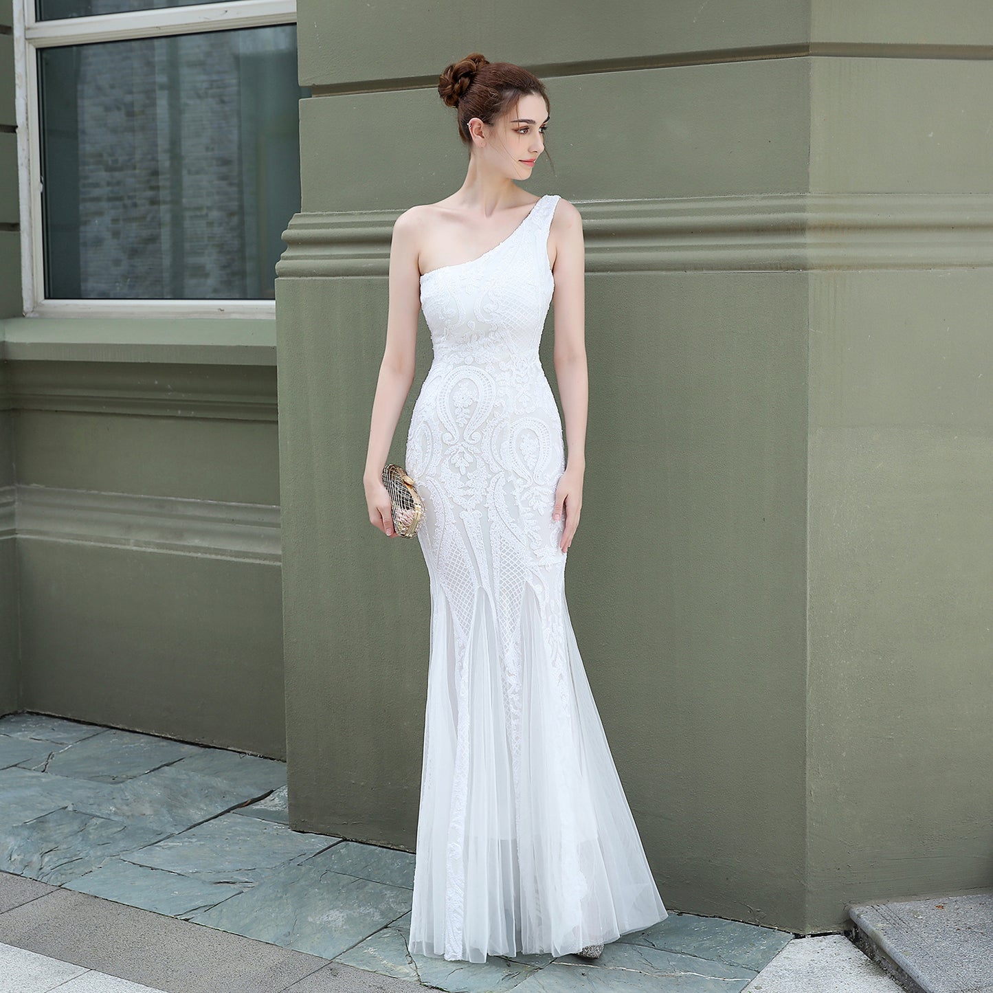 Abito da Sera Donna Fata Fantasy da Festa Sexy Lungo Sottile per Sposa