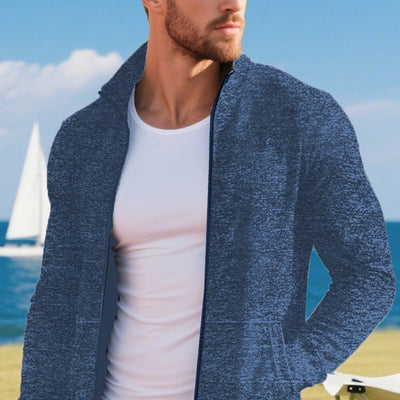 Men's Long Zipper Light Fleece Jacket Plus Size