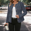 Elegant Plaid Woolen Pocket Women's Jacket