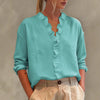 Camicetta da donna casual a maniche lunghe con scollo a V e bordo in pizzo