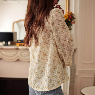 Camicia stampata elegante ma casual con inserti in pizzo