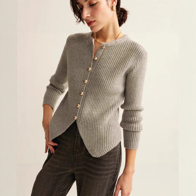 Autumn And Winter Yuan Collar Solid Color Cardigan Sweater