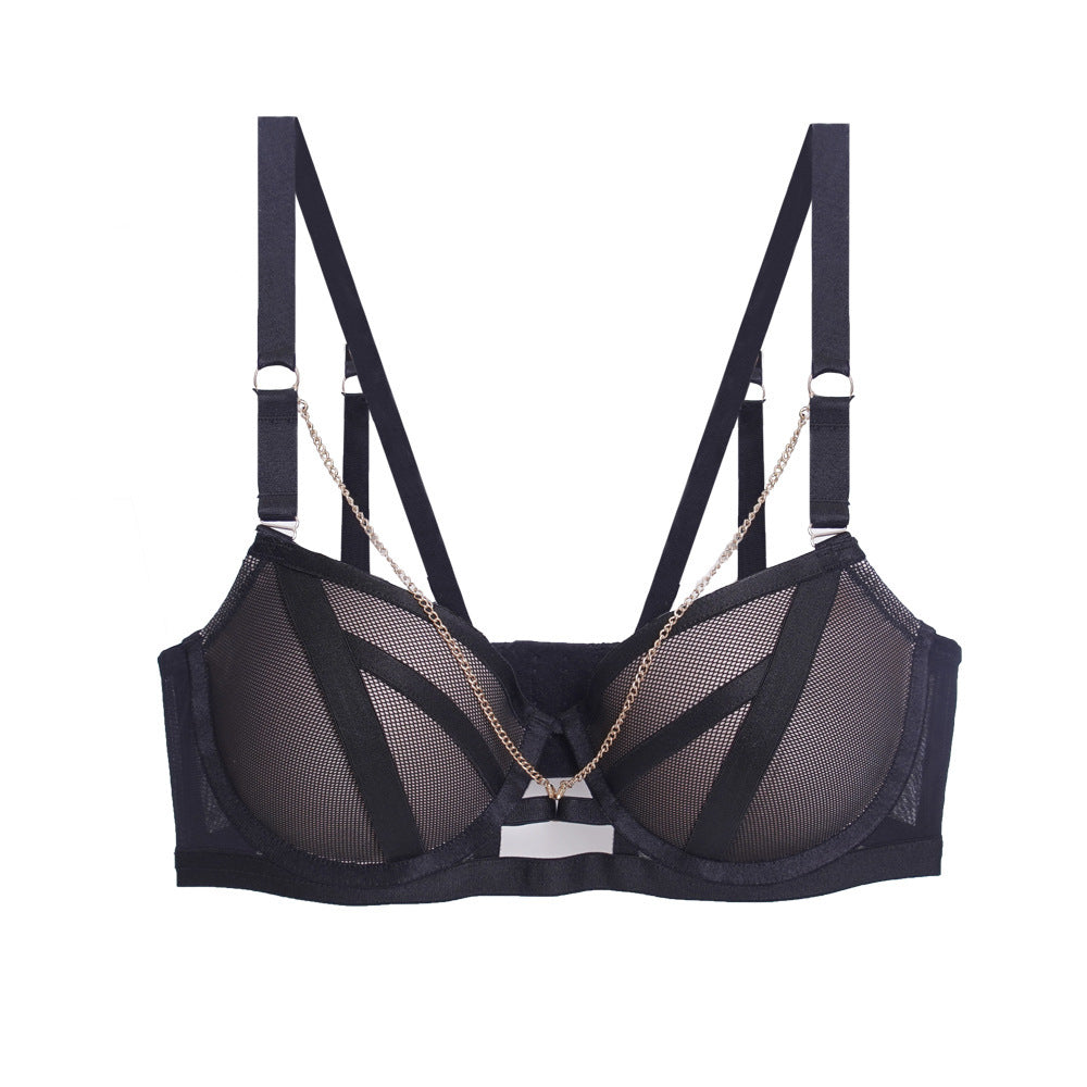Intimo da donna con lacci e catena staccabile, colore a contrasto, con retro di bellezza