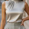 Top da donna alla moda senza maniche con collo all'americana e versatile