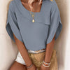 Solid Asymmetrical Neck Petal Sleeve Blouse