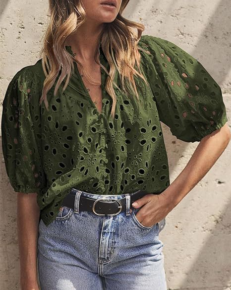 Top da donna casual elegante in pizzo traforato