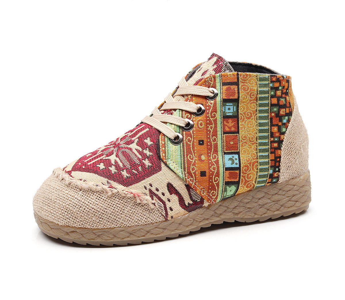 Comfortable Round Head Batik Patchwork Handmade Martin Shoes