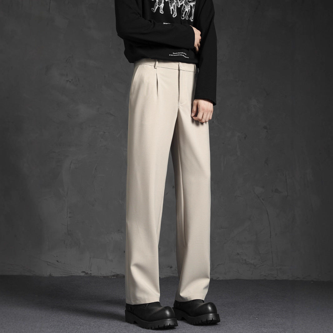 Black Loose Drooping Straight Casual Suit Pants