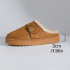 Thick Bottom Belt Buckle Fleece-lined Closed Toe Female Cotton Slippers