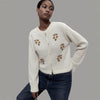 Korean Style Round Neck Embroidered Knitted Cardigan Sweater Coat