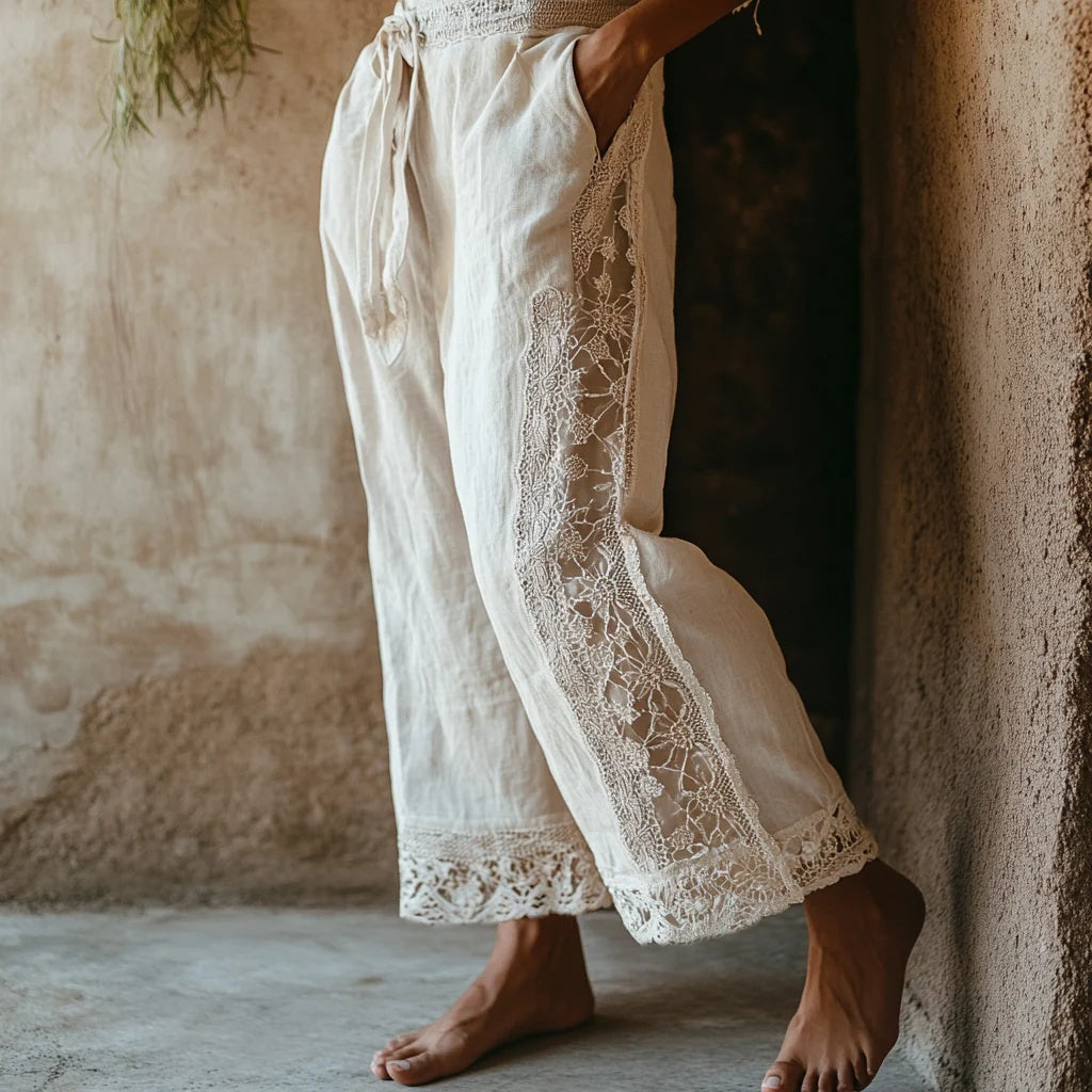 Womens Retro Casual Versatile Wide-leg Pants