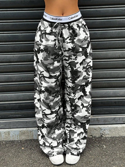 Camouflage Fashionable Slim High Waist Straight Trousers