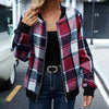 Temperament Commute Women's Plaid Zipper Baseball Uniform