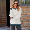Color Contrast Patchwork Round Neck Pullover Long Sleeve Sweater Women