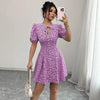 Womens Fashionable Printed Slim-Fit Pleated Dress