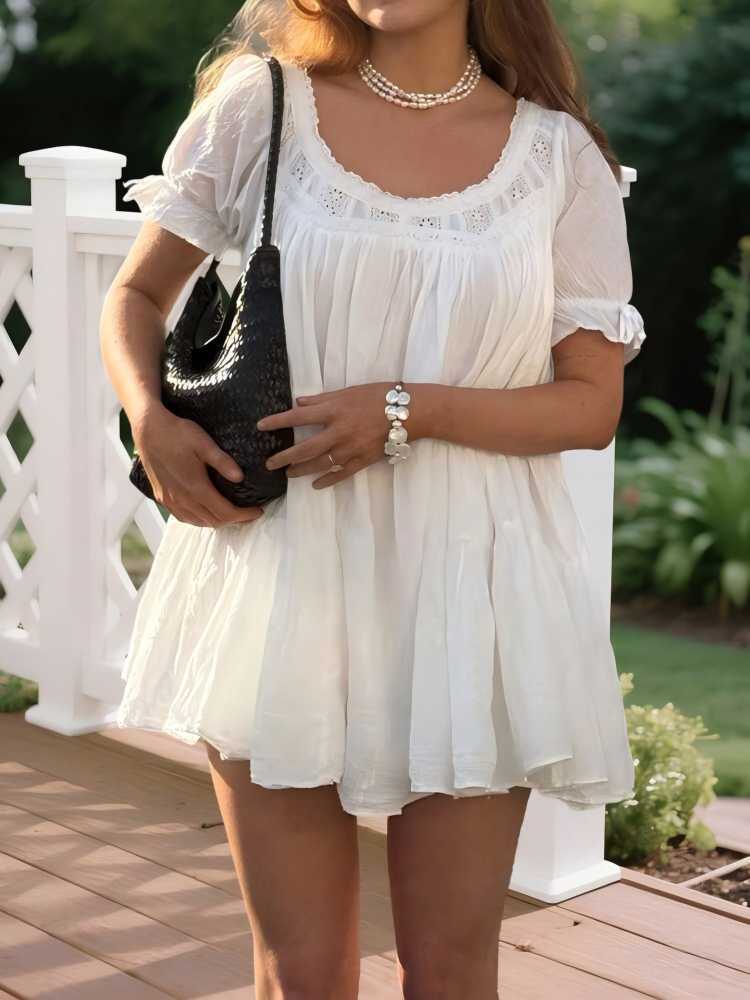 Lace White Dress Women's A-line Skirt