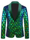Costume maschile in velluto colorato con paillettes a squame reversibili