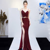 Nuovo Banchetto Elegante Riunione Annuale Lungo Host Profondo V Sexy Abito da Sera a Sirena con Paillettes
