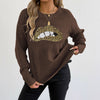 Female Leopard Print Embroidered Sequins Lips Personality Crew Neck Pullover Sweater