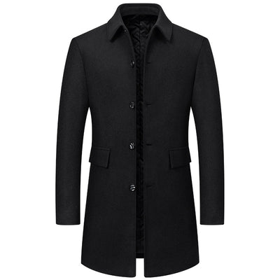 Lapel New Middle-aged Men Coat Woolen Coat