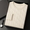 Thickened Men's Cashmere Sweater With Round Neck And Twisted Design