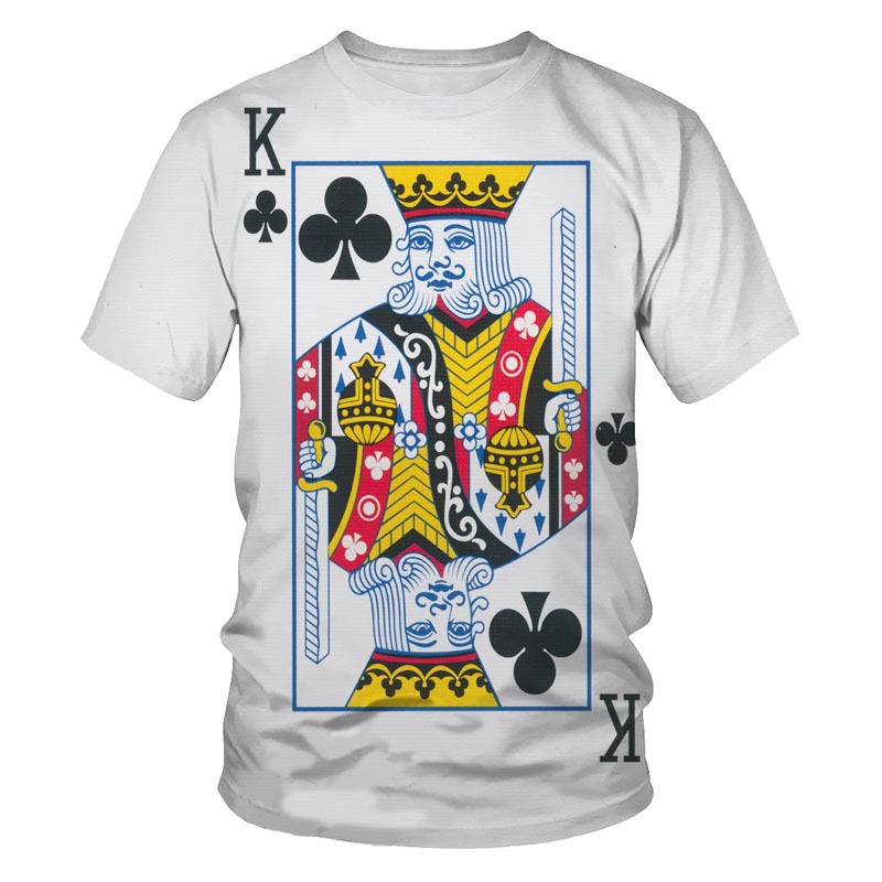 T-shirt da uomo Poker stampa digitale 3D a maniche corte