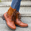 Couple Round Toe Martin Boots Chunky Heel Lace-up