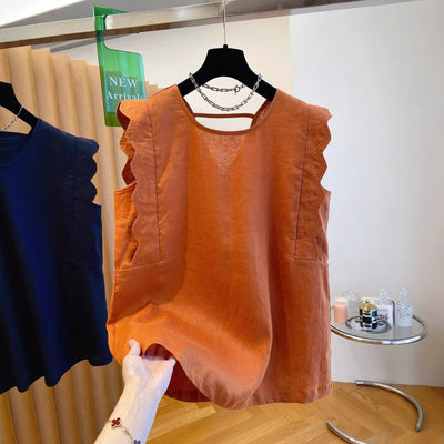 Top da donna gilet in lino retrò