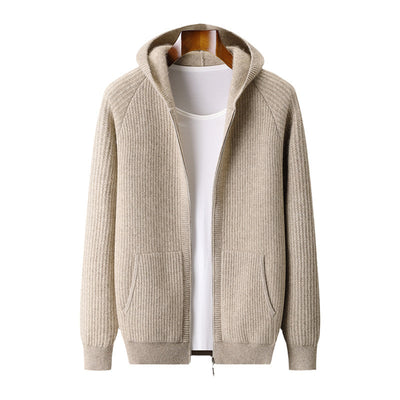 Hooded Cardigan Men's Thick Wool Jacket Loose Casual