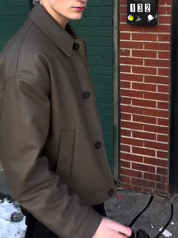 Men's Casual Long-sleeved Leather Jacket