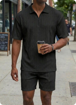 Polo da uomo, casual, a maniche corte, pantaloncini sportivi